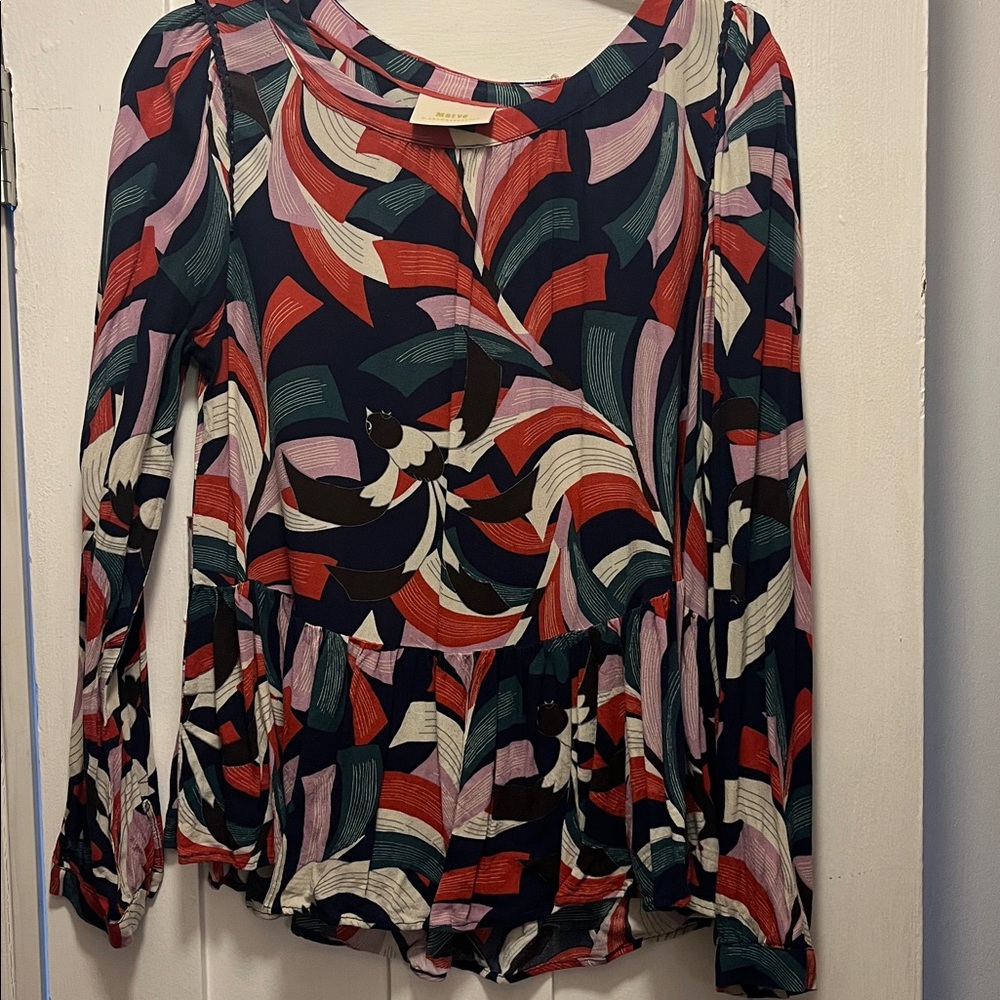 Anthropologie Maeve Multicolor Patterned Blouse